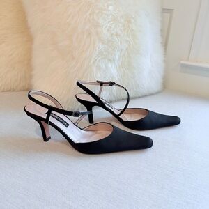 NWT Elegant Black Satin Heels